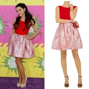 Alice + Olivia Y2K Fit Flare Dress Red Pink Celebrity Era Party Mini Size 4